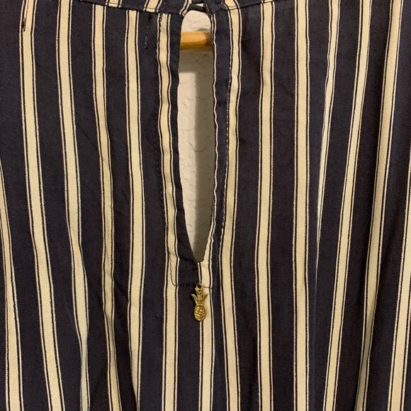 Anthropologie Beach Gold Black and Cream Striped Romper - Picture 7 of 9